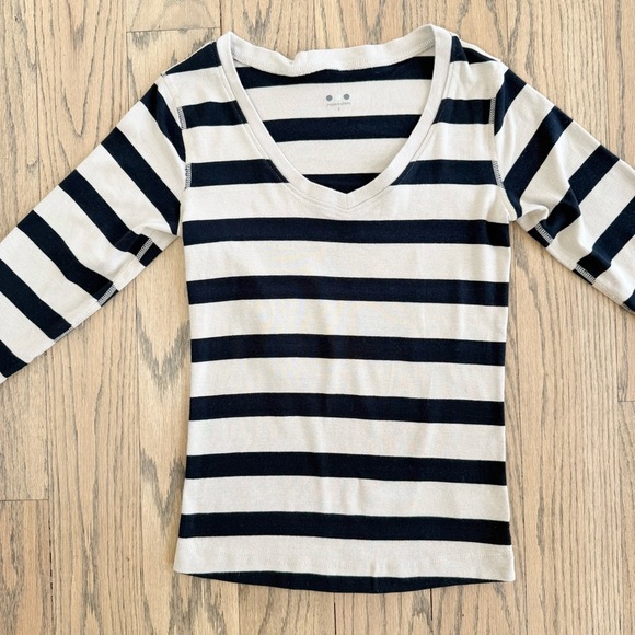 Three Dots Women’s Long Sleeve V-neck Striped 3/4 Sleeve Cotton Shirt Size Small - Picture 5 of 14